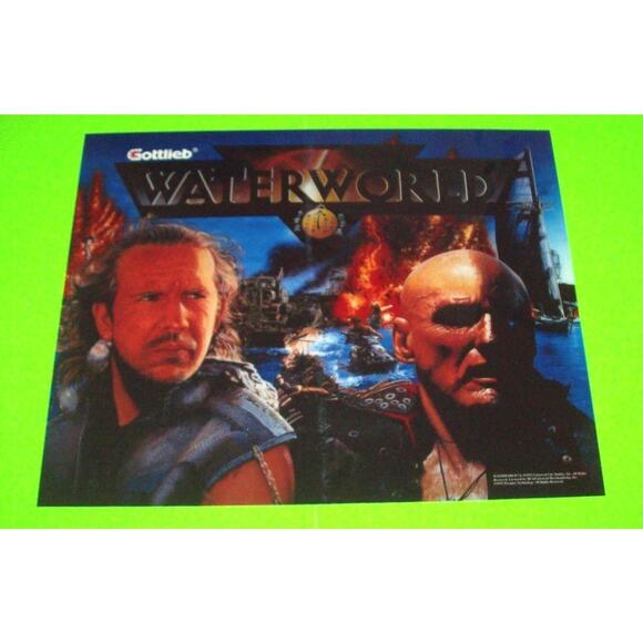 WaterWorld Pinball Translite Art Sheet Kevin Costner Original Unused Vintage - Picture 6 of 6